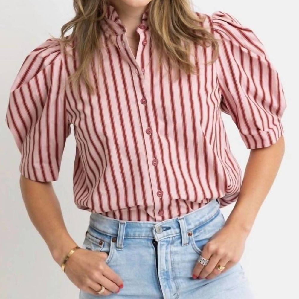 Karlie Striped Red and Pink Top